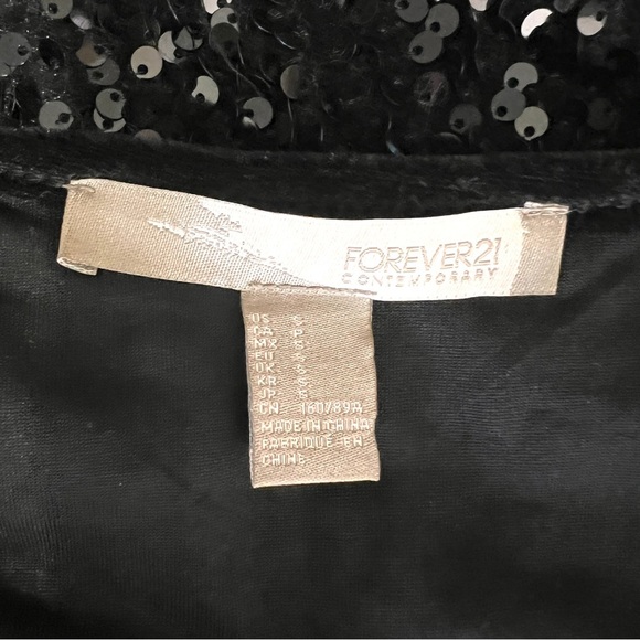 Forever 21 Black Sequin 3/4-Sleeve Sparkling Party Dress Size Small EUC - Picture 4 of 5